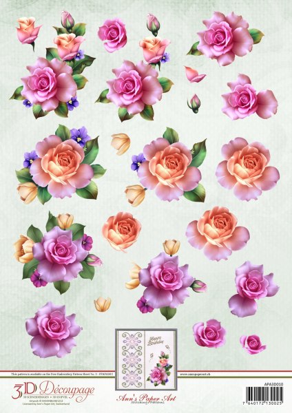 3D Bogen Ann's Paper Art Spring Roses APA3D010